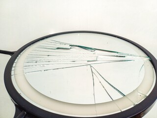 Cracks in the glass. Failure and problem symbol. Life has cracked. Broken mirror.