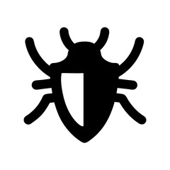 Stylized vector image of a black beetle with a shield emblem