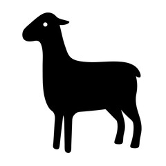 Elegant Black Silhouette of a Standing Sheep in Minimalist Design Style