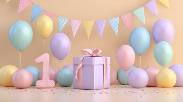 Pastel first birthday party decorations