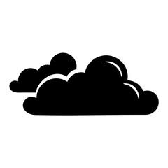 Two cloud formations in simple black silhouette against a white background image