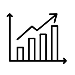 Line Graph with Growth Arrows Icon Representing Business Growth and Data Analysis