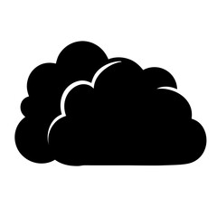 Stylized Black Cloud Silhouette on a White Background Depicting Weather Icon