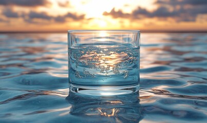 Bubbles dance in a glass sunset oasis