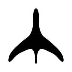 Black silhouetted abstract image looks like either a bird's footprint or stylized wing