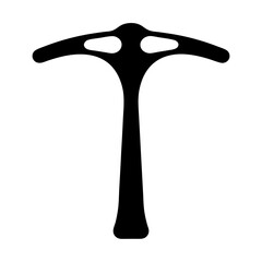 Abstract Black Pickaxe Silhouette Design on White Background for Climbing Concept