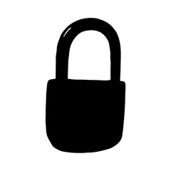 Stylized Silhouette of a Padlock Representing Security and Protection in Black