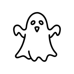 Obraz premium Cartoon ghost character with arms raised in a simple outline style 