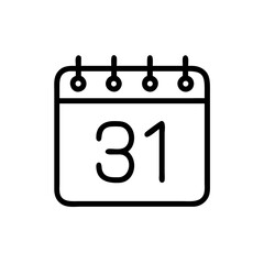Calendar page with number 31 in minimal black line design  