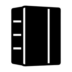 Black silhouette of a book with spine showing label dividers in profile