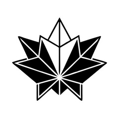 Obraz premium Origami Maple Leaf Icon Representing Paper Art and Nature Symbolism