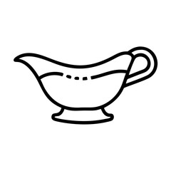 Line drawing of a gravy boat for serving sauces  