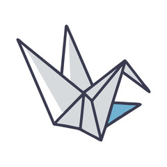 Origami Paper Crane Icon Representing Peace and Traditional Paper Folding