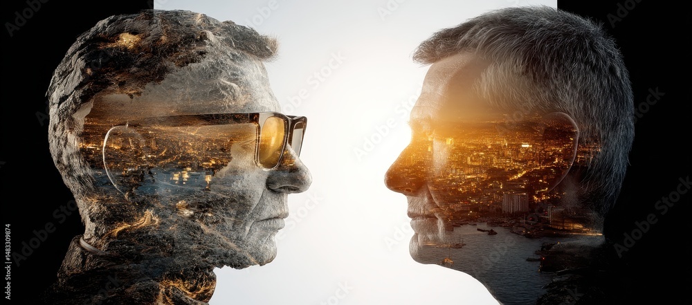 Poster a digital world backdrop of cyber space and metaverse sets the stage for the fusion of businessman a