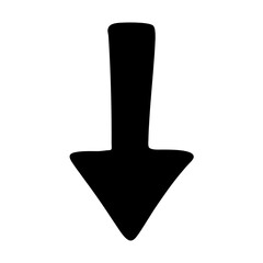 A Simple Black Arrow Pointing Downward on a White Background Illustration