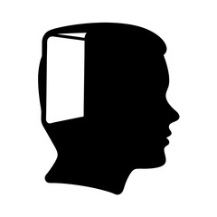 Open mind symbol depicting the human head with a doorway opening