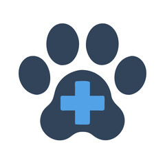Fototapeta premium Paw with Medical Cross Icon Representing Veterinary Care and Animal Health