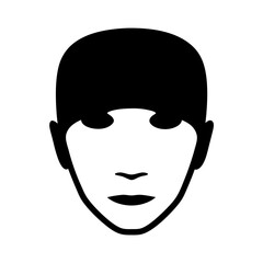 Minimalist illustration of a human face with simplified features and bold lines