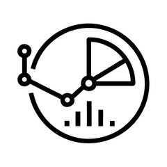 Pie Chart with Line Graph Icon Representing Data Analysis and Statistical Visualization