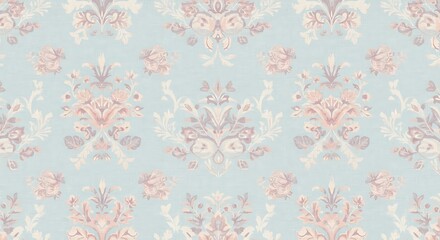 Fototapeta premium Pastel Floral Damask Seamless Pattern Background