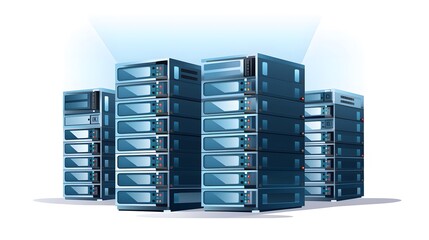 Professional vector illustration of servers and database, ideal for technology-related projects