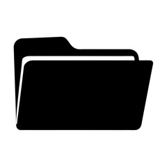 Isolated black and white vector graphic illustration of an open folder symbol
