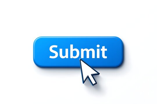 Vector icon of 'submit' button with cursor clicking, white background.