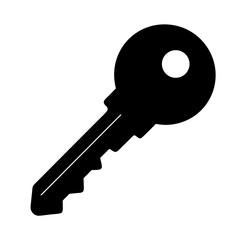 A simple black key silhouette for opening locks and security measures