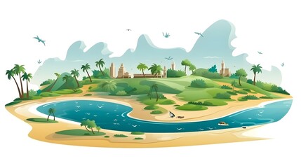 Fototapeta premium Detailed Map of Qatar with Lush Green Landscape - High Quality Image