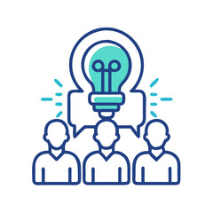 Team Planning with Lightbulb Icon Representing Collaborative Ideas and Strategic Brainstorming