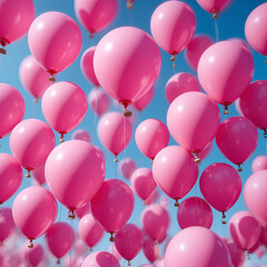 viele pinke Luftballons als Hintergrund