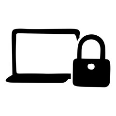 Black and white representation of a secure computer laptop device