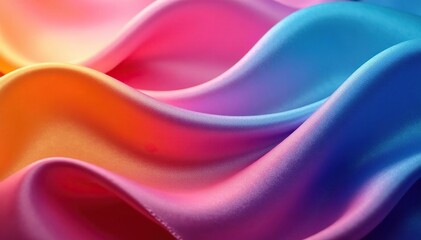 Obraz premium Close-up of a flowing satin ribbon, showing texture and folds Various colors and lighting , design, material, soft