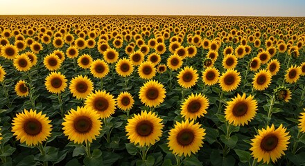 Golden Hour Sunflowers: A Sea of Yellow