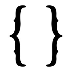 Naklejka premium A pair of decorative curly braces in black on a white background