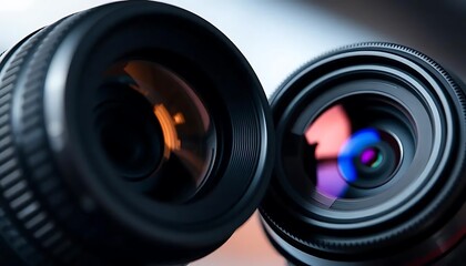 Close-up Photography of Two Camera Lenses