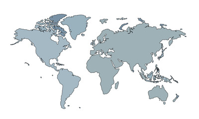 World map modern colors vector, isolated on white background.Travel worldwide, map silhouette, backdrop, earth geography, political,reports,city, infographic, political, concept, outline.