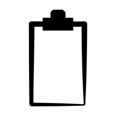 Simple Black Clipboard Icon with Empty White Paper Illustration Image