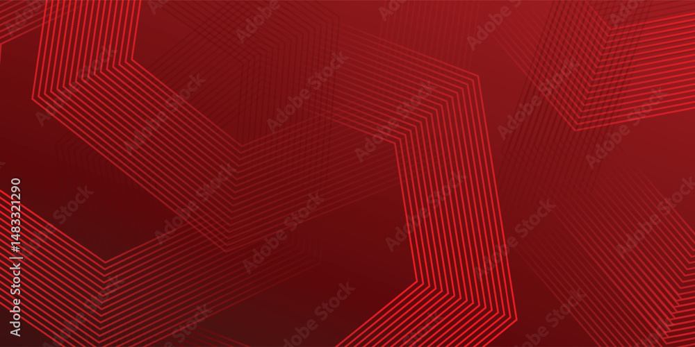 Poster abstract dark red background with hexagon lines. liquid gradient shapes composition background vecto