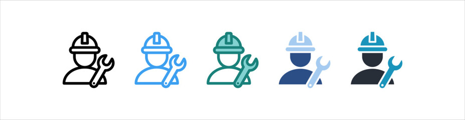 Mechanic Icon In Different Style Vector