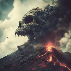 Skull in cyberpunk world glowing with neon power high resolution picture