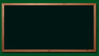 Blank Dark Green Chalkboard With Light Brown Wooden Frame Isolated On Green Screen