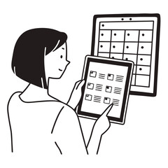 woman-holding-tablet-checking-schedule-daily-task-.eps