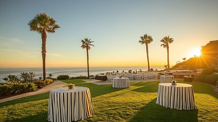 Oceanfront wedding venue with sunset views and palm trees for destination weddings and outdoor events