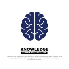 Knowledge Icon. Brain Icon. Brain Symbol Representing Learning, Education, and Understanding. Editable icon design