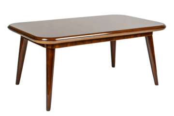 PNG Mid-century modern wooden coffee table with sleek tapered legs