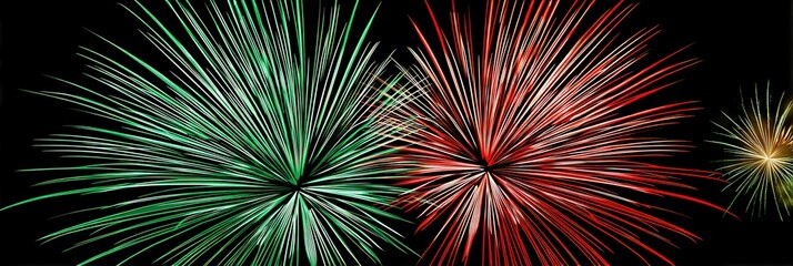 Fototapeta premium green and red fireworks 