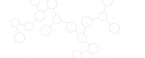 White and gray hexagon abstract technology background. Tech or medical science concept seamless bright banner design. 