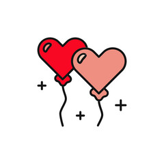 Heart Balloon Icon, Floating Heart Balloon for Love Celebration.