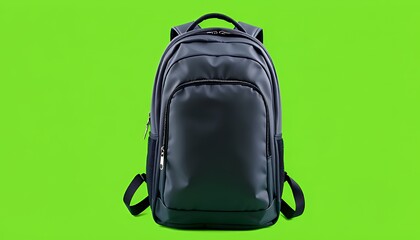 Naklejka premium Sleek Black Backpack Isolated on Green Screen Background For Design Customization